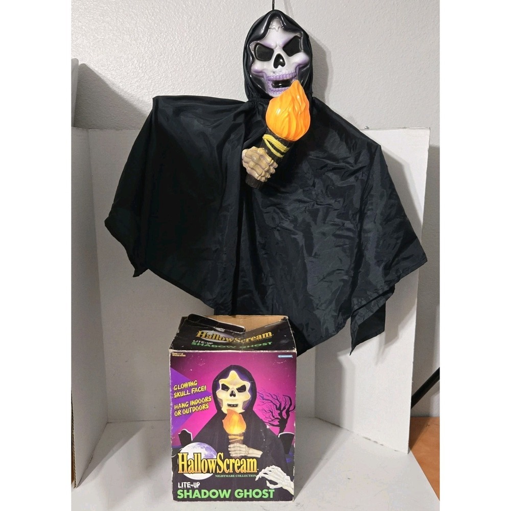 Vtg 1995 Trendmasters HallowScream Lite-up Shadow Ghost w Box 30x22" WORKS